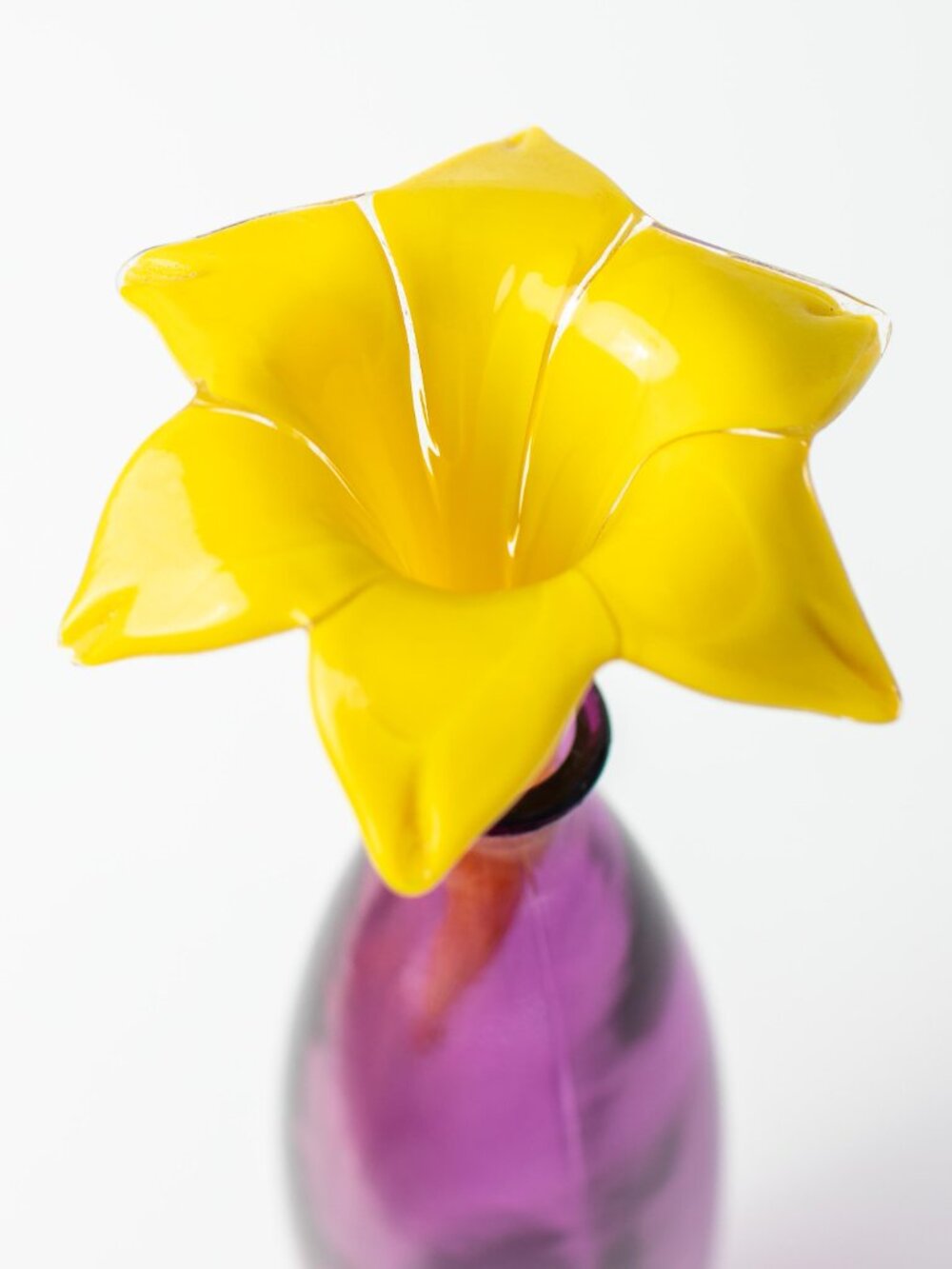 Vidrios San Miguel Handmade Recycled Glass Vase Spain Purple Flower Vintage - Picture 2 of 7